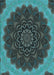 Patterned Dark Slate Grey Green Rug, pat196lblu