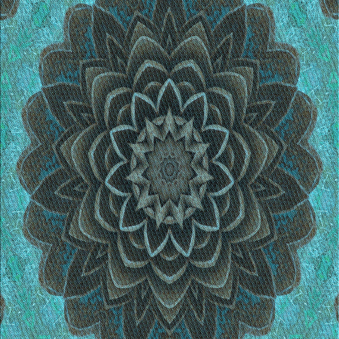 Patterned Dark Slate Grey Green Rug, pat196lblu