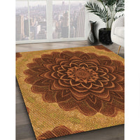 Patterned Neon Orange Rug, pat196org