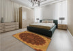 Patterned Neon Orange Rug in a Bedroom, pat196org