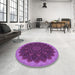 Round Patterned Purple Rug in a Office, pat196pur
