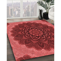 Patterned Tomato Red Rug, pat196rd