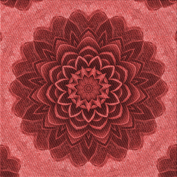 Round Patterned Tomato Red Rug, pat196rd