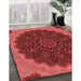 Patterned Tomato Red Rug in Family Room, pat196rd