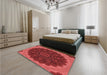 Round Machine Washable Transitional Tomato Red Rug in a Office, wshpat196rd