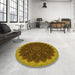 Round Patterned Red Brown Rug in a Office, pat196yw
