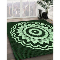 Patterned Black Rug, pat1960grn