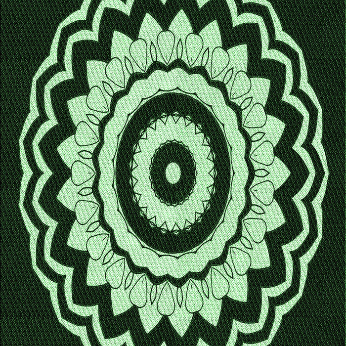 Patterned Black Rug, pat1960grn