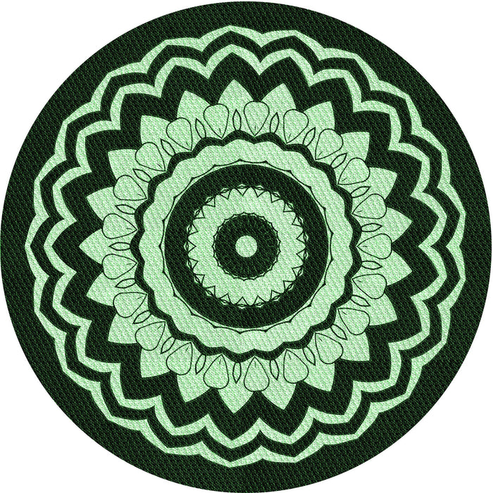 Square Patterned Black Rug, pat1960grn