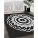 Patterned Black Rug in Family Room, pat1960gry