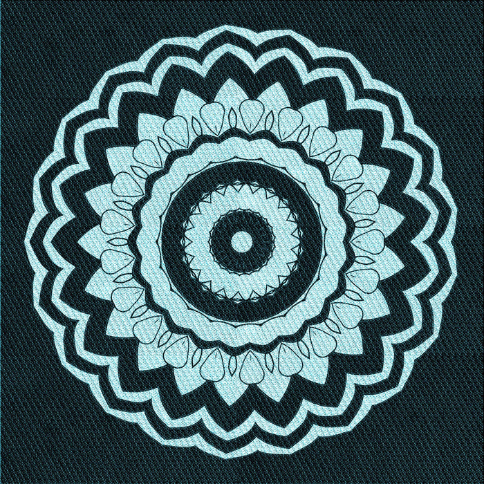 Round Patterned Deep Teal Green Rug, pat1960lblu