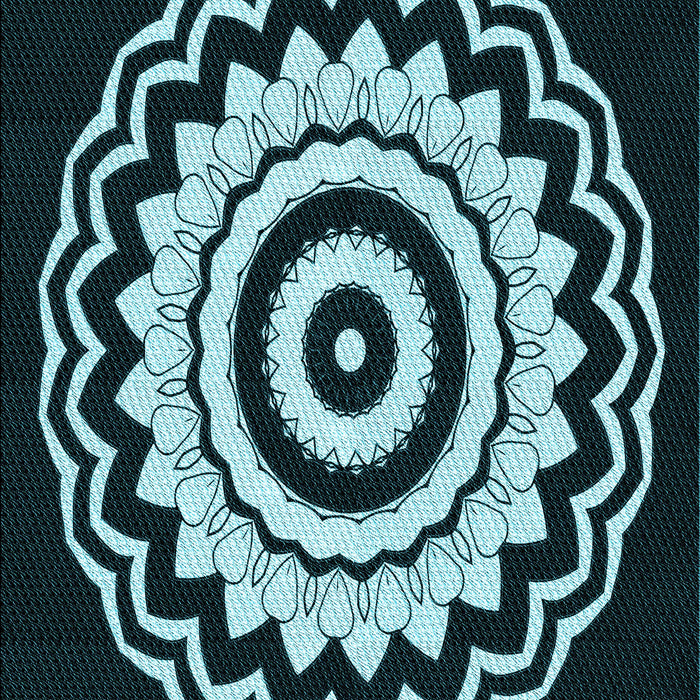 Patterned Deep Teal Green Rug, pat1960lblu