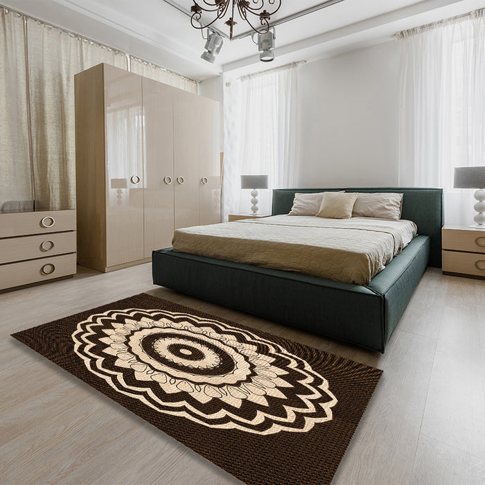 Patterned Light Copper Gold Rug in a Bedroom, pat1960org