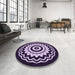 Round Patterned Deep Purple Rug in a Office, pat1960pur