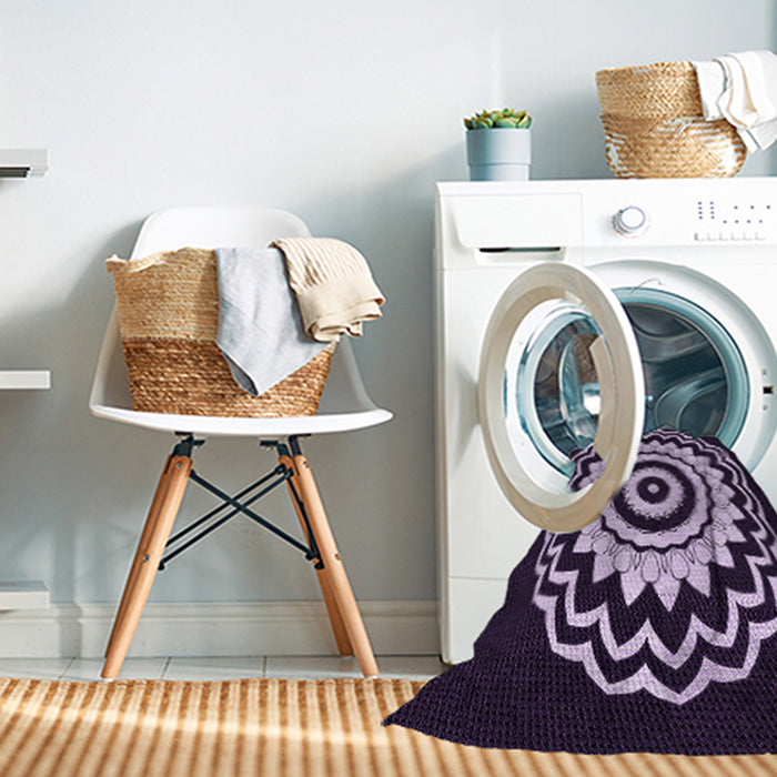 Machine Washable Transitional Deep Purple Rug in a Washing Machine, wshpat1960pur