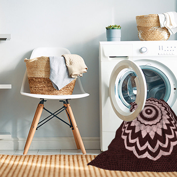 Machine Washable Transitional Chocolate Brown Rug in a Washing Machine, wshpat1960rd