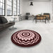 Round Patterned Chocolate Brown Rug in a Office, pat1960rd