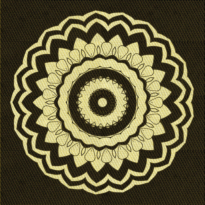 Round Patterned Midnight Gray Rug, pat1960yw