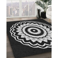 Patterned Dark Gray Novelty Rug, pat1960