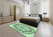 Patterned Mint Green Rug in a Bedroom, pat1962grn