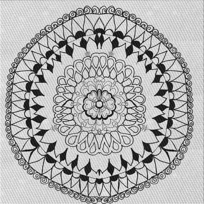 Round Patterned Platinum Gray Rug, pat1962gry