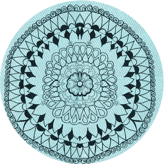Square Machine Washable Transitional Deep-Sea Green Rug in a Living Room, wshpat1962lblu