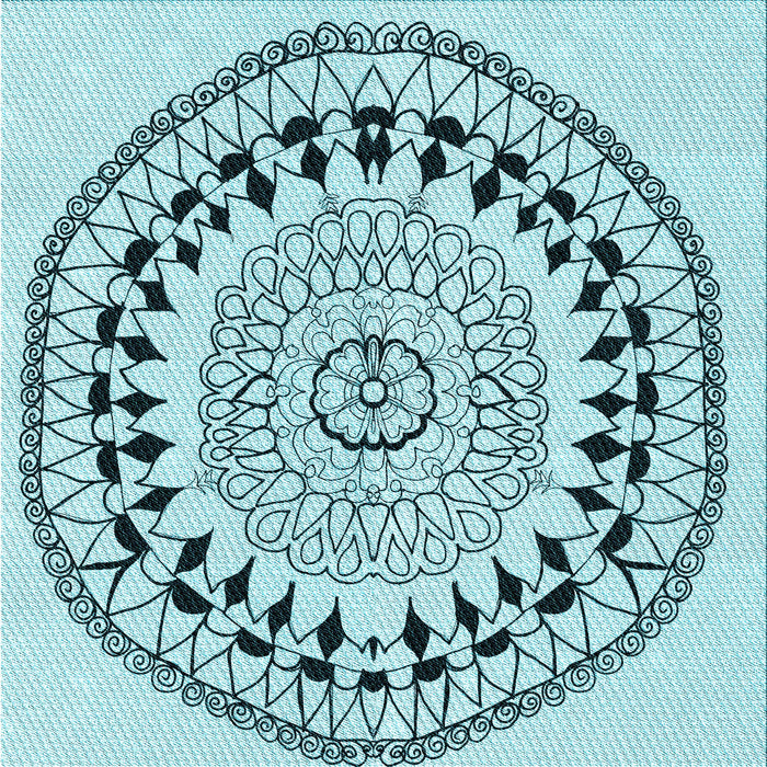 Round Patterned Deep-Sea Green Rug, pat1962lblu