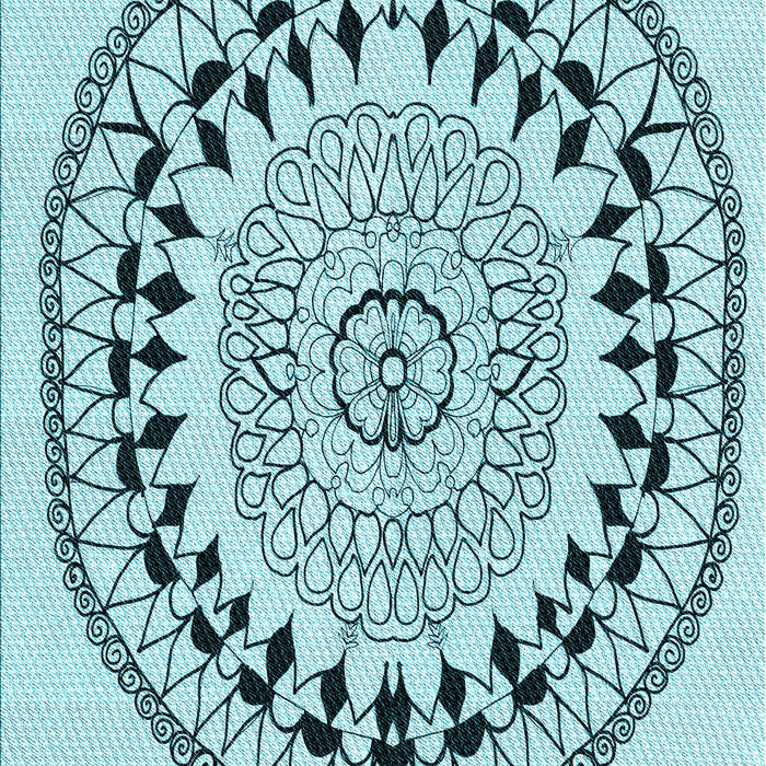 Patterned Deep-Sea Green Rug, pat1962lblu