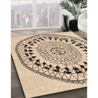 Patterned Dark Gold Brown Rug, pat1962org