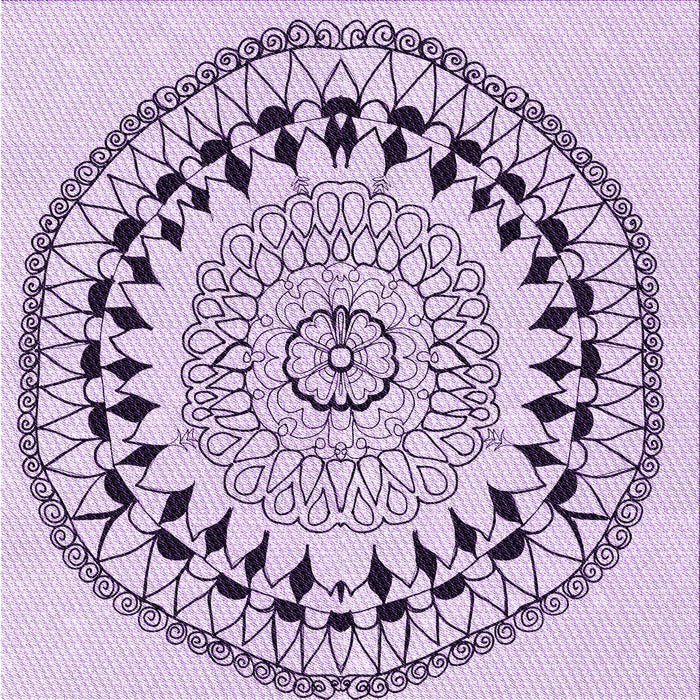 Round Patterned Purple Flower Purple Rug, pat1962pur