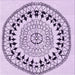 Round Patterned Purple Flower Purple Rug, pat1962pur