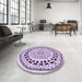 Round Patterned Purple Flower Purple Rug in a Office, pat1962pur