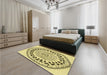 Patterned Sun Yellow Rug in a Bedroom, pat1962yw