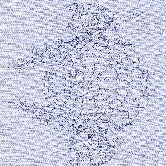 Round Patterned Lavender Blue Rug, pat1963blu