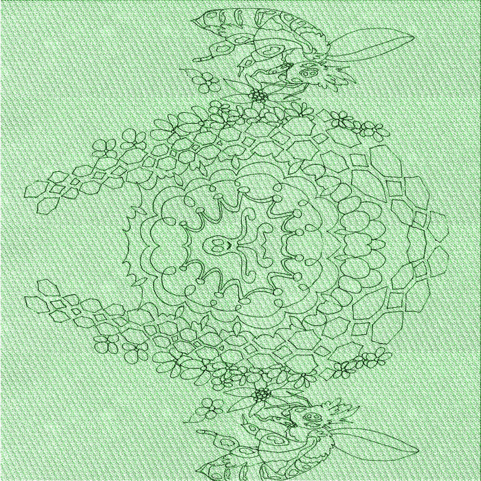 Round Patterned Mint Green Rug, pat1963grn