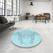Round Patterned Electric Blue Rug in a Office, pat1963lblu