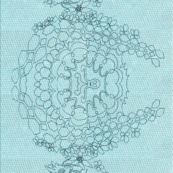 Machine Washable Transitional Electric Blue Rug, wshpat1963lblu