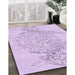 Patterned Bright Lilac Purple Rug in Family Room, pat1963pur