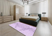 Patterned Bright Lilac Purple Rug in a Bedroom, pat1963pur
