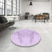 Round Patterned Bright Lilac Purple Rug in a Office, pat1963pur