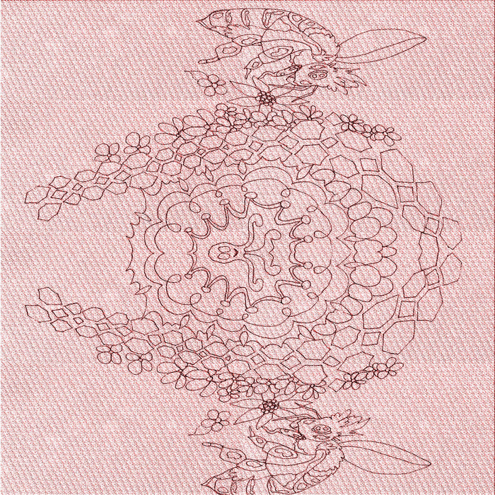 Round Patterned Pastel Red Pink Rug, pat1963rd