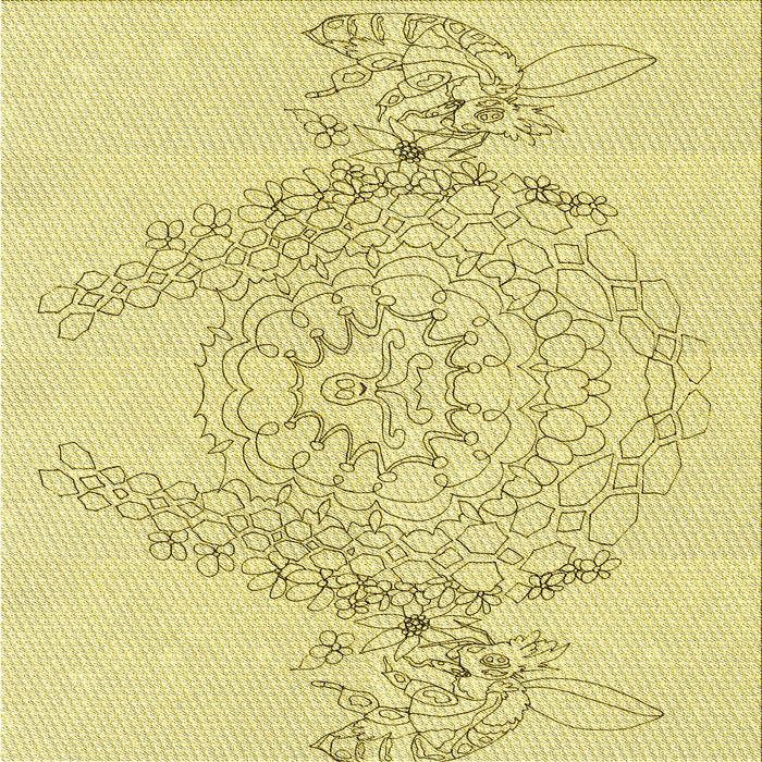 Round Patterned Sun Yellow Rug, pat1963yw