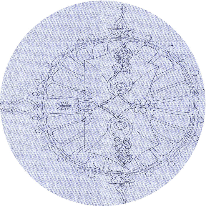 Square Patterned Denim Blue Rug, pat1964blu