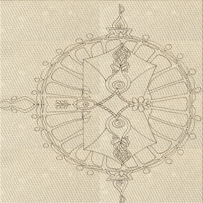 Round Patterned Moccasin Beige Rug, pat1964brn