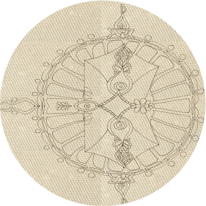 Square Patterned Moccasin Beige Rug, pat1964brn