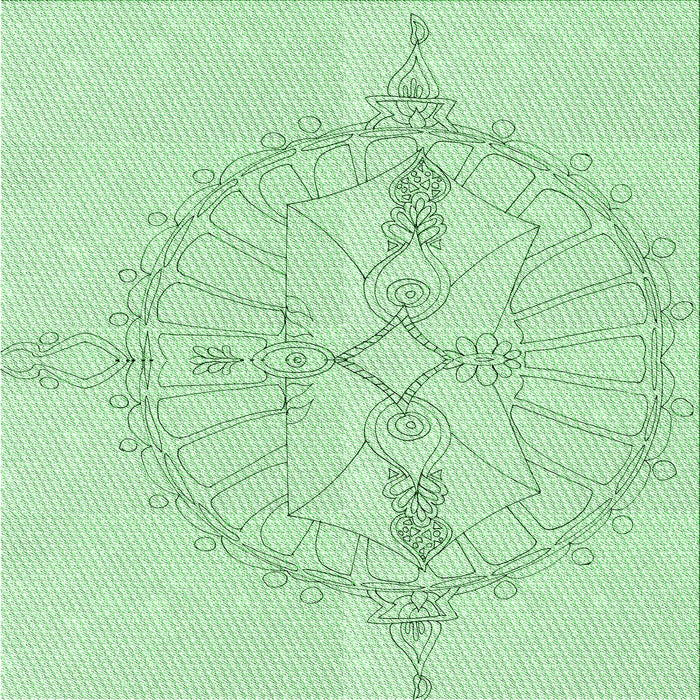 Round Patterned Mint Green Rug, pat1964grn