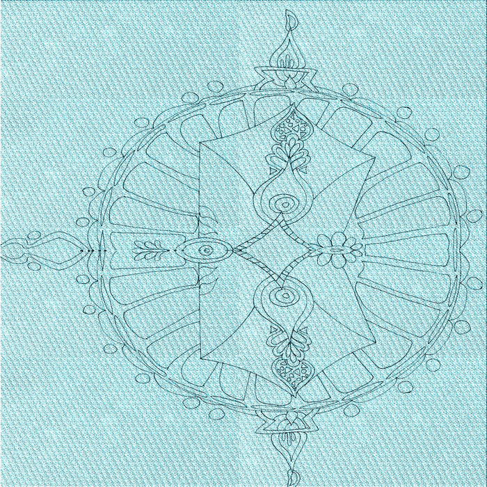 Round Machine Washable Transitional Diamond Blue Rug, wshpat1964lblu