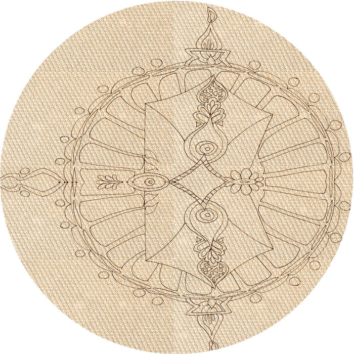 Square Patterned Moccasin Beige Rug, pat1964org