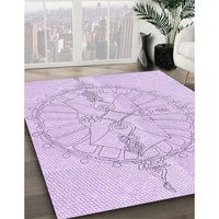 Patterned Bright Lilac Purple Rug, pat1964pur