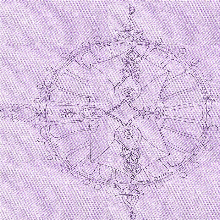 Round Machine Washable Transitional Bright Lilac Purple Rug, wshpat1964pur